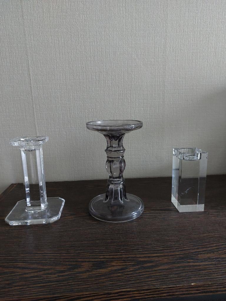 Kandelaars glas/kristal, Huis en Inrichting, Woonaccessoires | Kandelaars en Kaarsen, Ophalen, Overige materialen, Overige kleuren