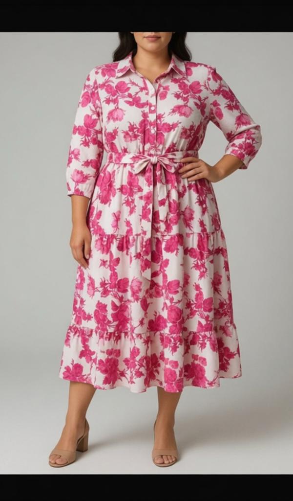 roze witte bloemenjurk, Kleding | Dames, Gelegenheidskleding, Zo goed als nieuw, Galajurk, Maat 46/48 (XL) of groter, Roze, Ophalen of Verzenden