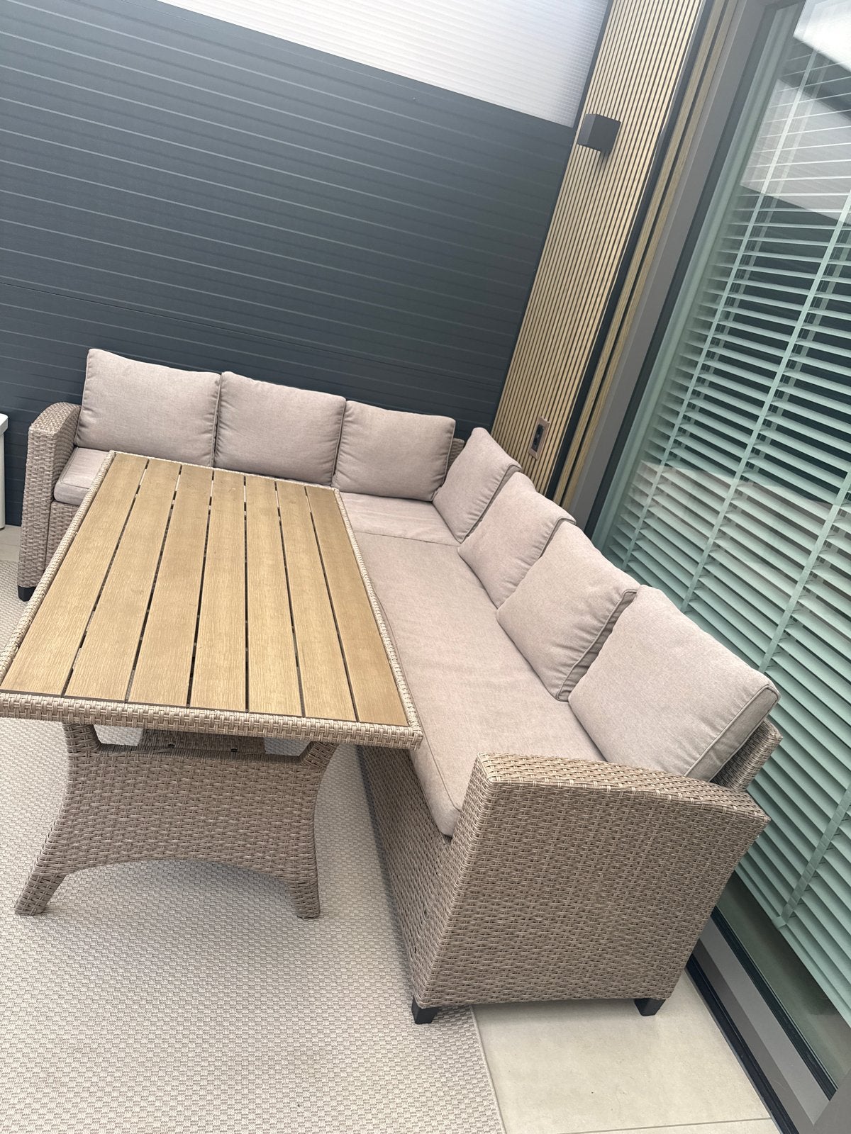 Tuinset bank + tafel, Tuin en Terras, Ophalen, 5 zitplaatsen, Gebruikt, Loungeset