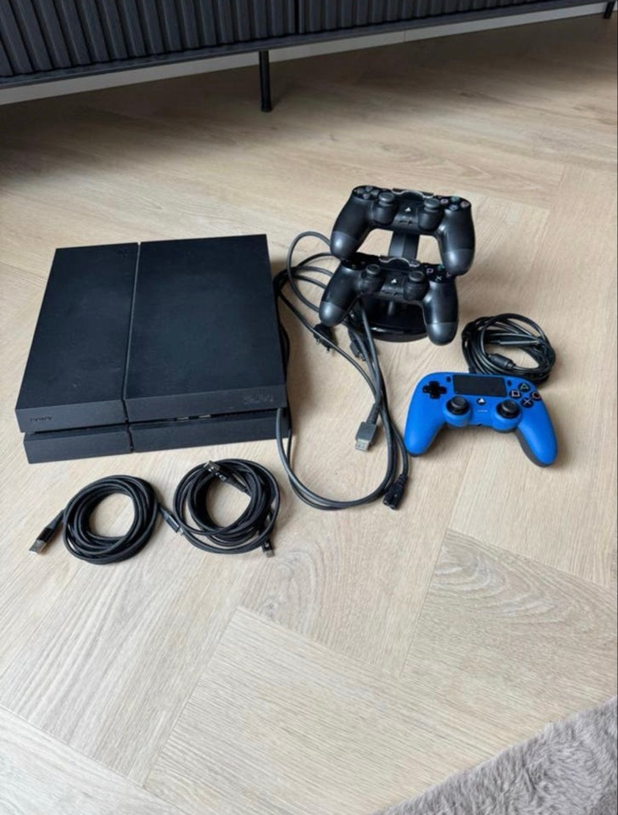 PlayStation 4 console met 3 controllers en kabels, Ophalen of Verzenden, Gebruikt, Met 3 controllers of meer, Original