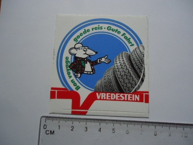 sticker oud Vredestein banden auto reizen truck transport, Verzenden, Zo goed als nieuw, Auto of Motor