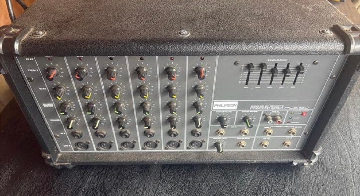 Philpson Powered Mixer PC-6150 - 6 kanalen, Ophalen of Verzenden, Gebruikt, 5 tot 10 kanalen, Microfooningang