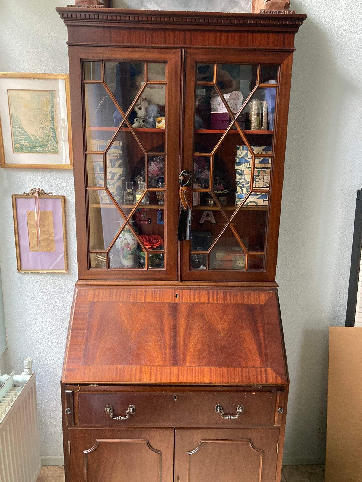 Mahonie topbureau, Ophalen of Verzenden, Gebruikt
