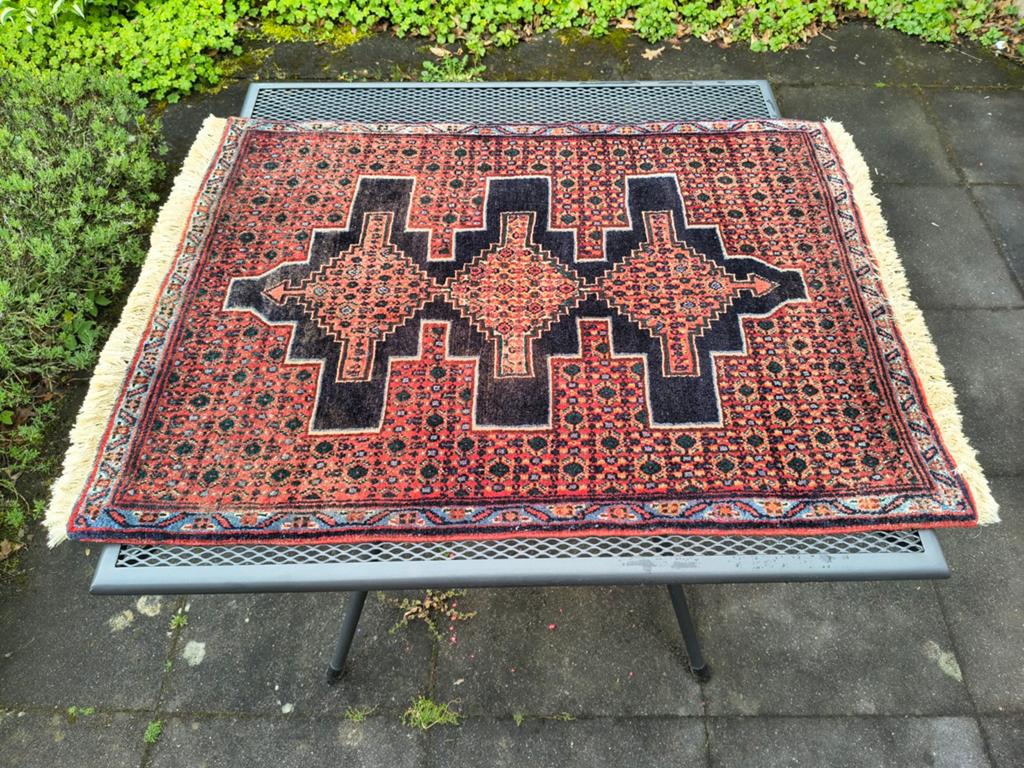 Perzisch tapijt Karachi met certificaat van echtheid, Huis en Inrichting, Gebruikt, 100 tot 150 cm, Blauw, Oosters, Traditioneel, Perzisch
