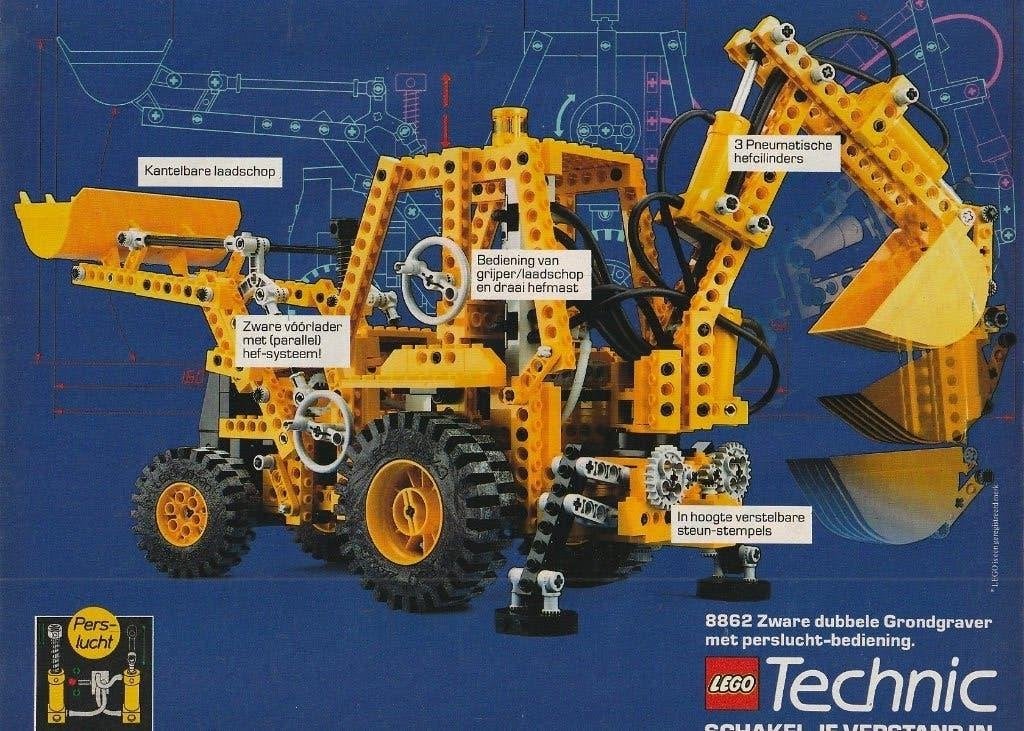 retro reclame 1988 Lego Technic zware grondgraver, Verzenden, Overige typen