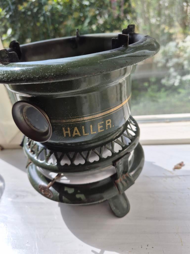 Antieke Haller petroleumstel - Vintage decoratie, Antiek en Kunst, Antiek | Keukenbenodigdheden, Ophalen of Verzenden
