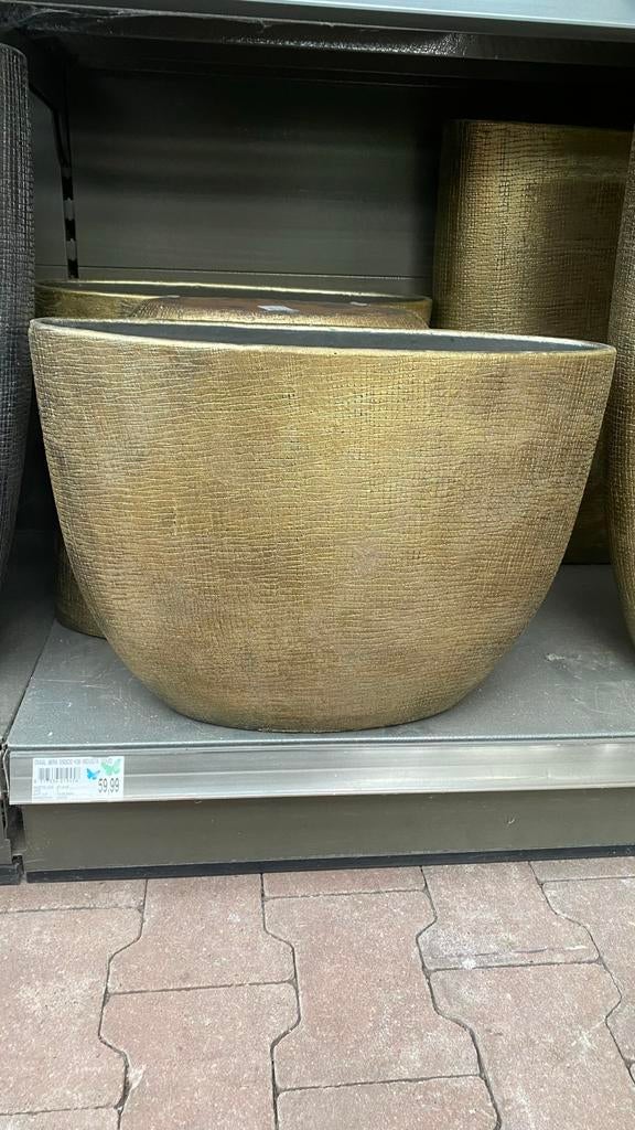 Twee Intratuin Gouden bloempot/plantenbak - Als Nieuw, Minder dan 60 cm, Ophalen of Verzenden, Zo goed als nieuw, Binnen