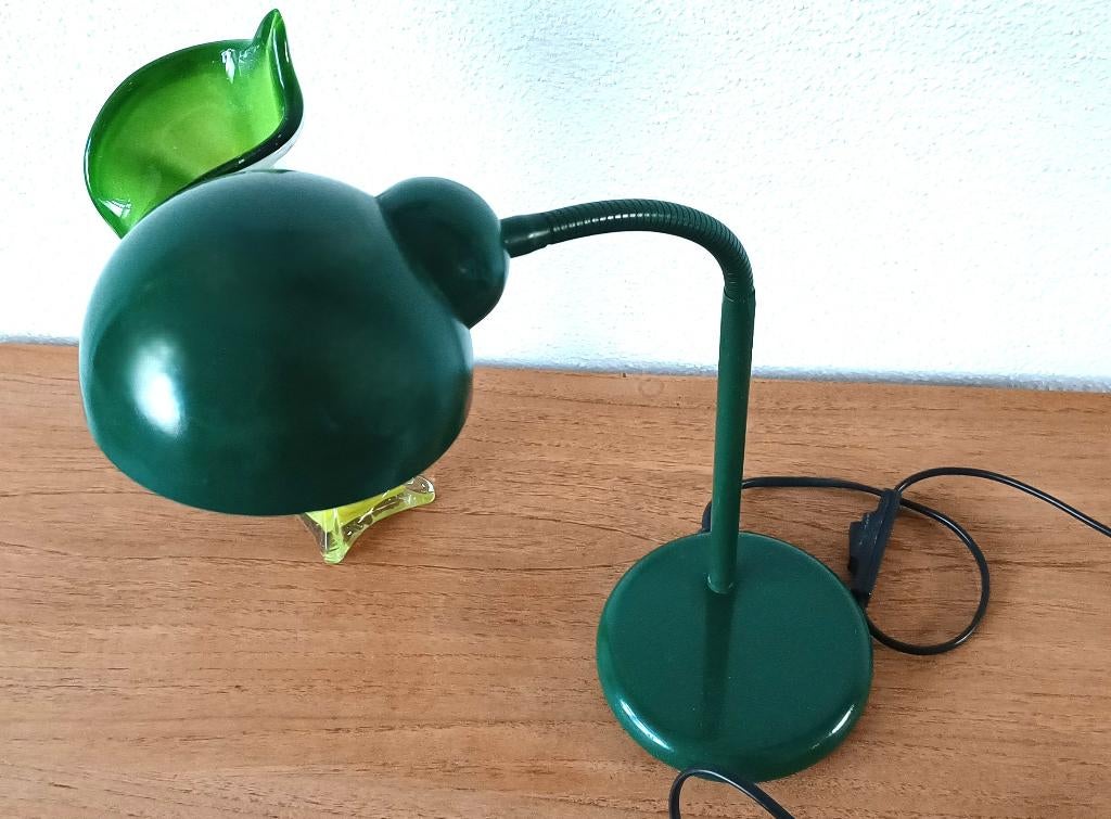 vintage groene bureaulamp met  flexibele hals(Happylight)70s, Huis en Inrichting, Lampen | Tafellampen, Gebruikt, Overige materialen