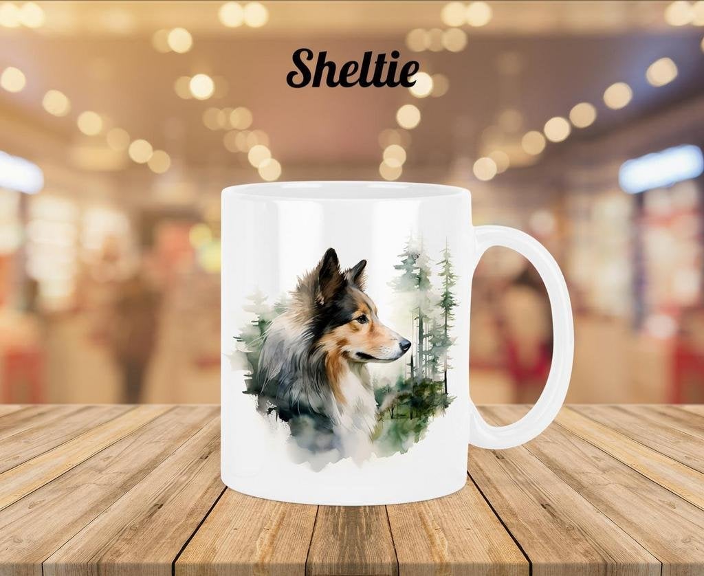 Sheltie profiel mok, Verzenden, Nieuw, Overige stijlen, Kop(pen) en/of Schotel(s)