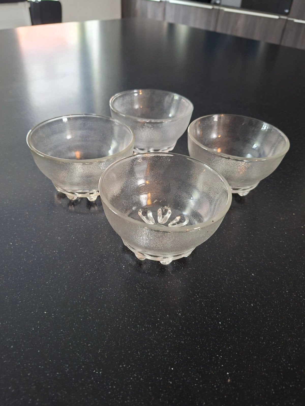 Set van 4 glazen schaaltjes met decoratieve bodem, Ophalen of Verzenden