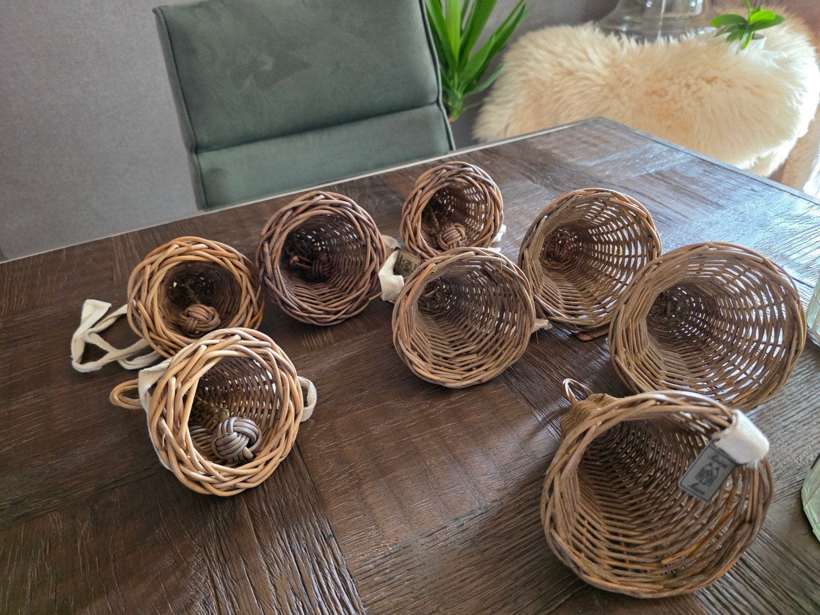 8 riviera maison rattan kerst klokken, Diversen, Kerst, Ophalen of Verzenden