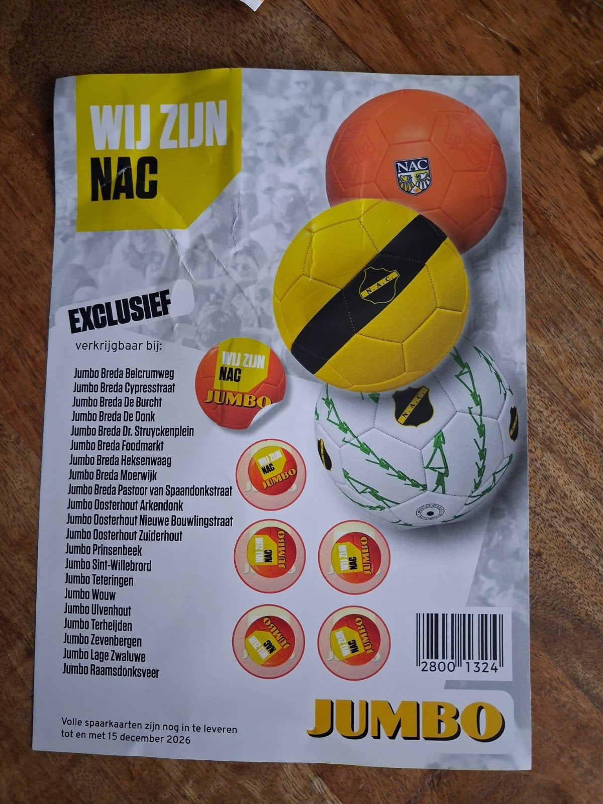 Volle Jumbo spaarkaart voor een NAC bal, Ophalen, Nieuw, NAC Breda, Overige typen