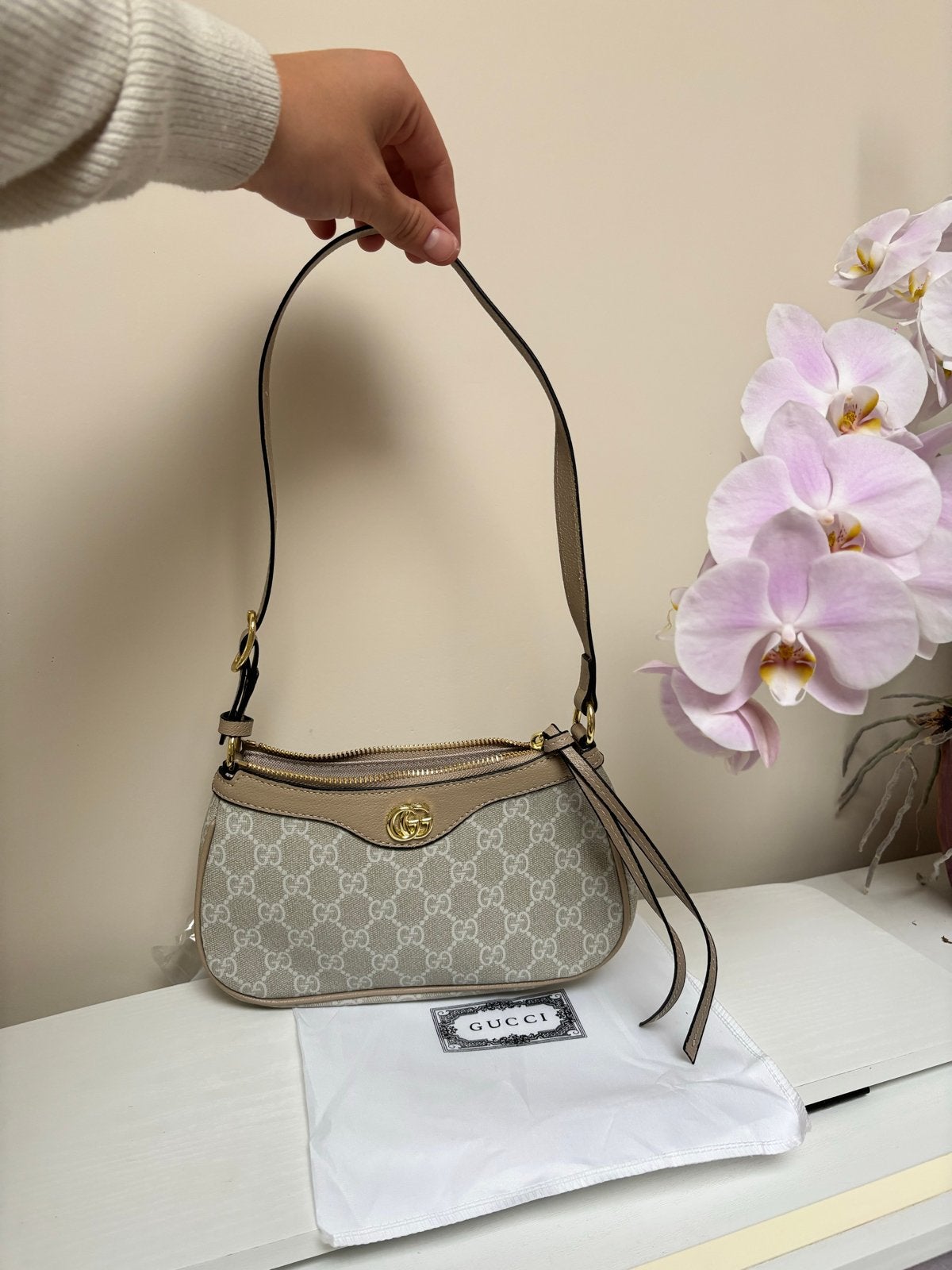 Gucci Ophidia GG Mini Schoudertas, Ophalen of Verzenden, Nieuw, Beige, Schoudertasje