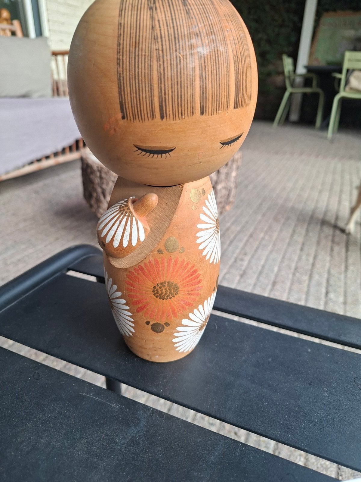 Vintage Japanse Kokeshi pop - Handgemaakt en beschilderd, Verzamelen, Ophalen of Verzenden, Gebruikt, Overige typen