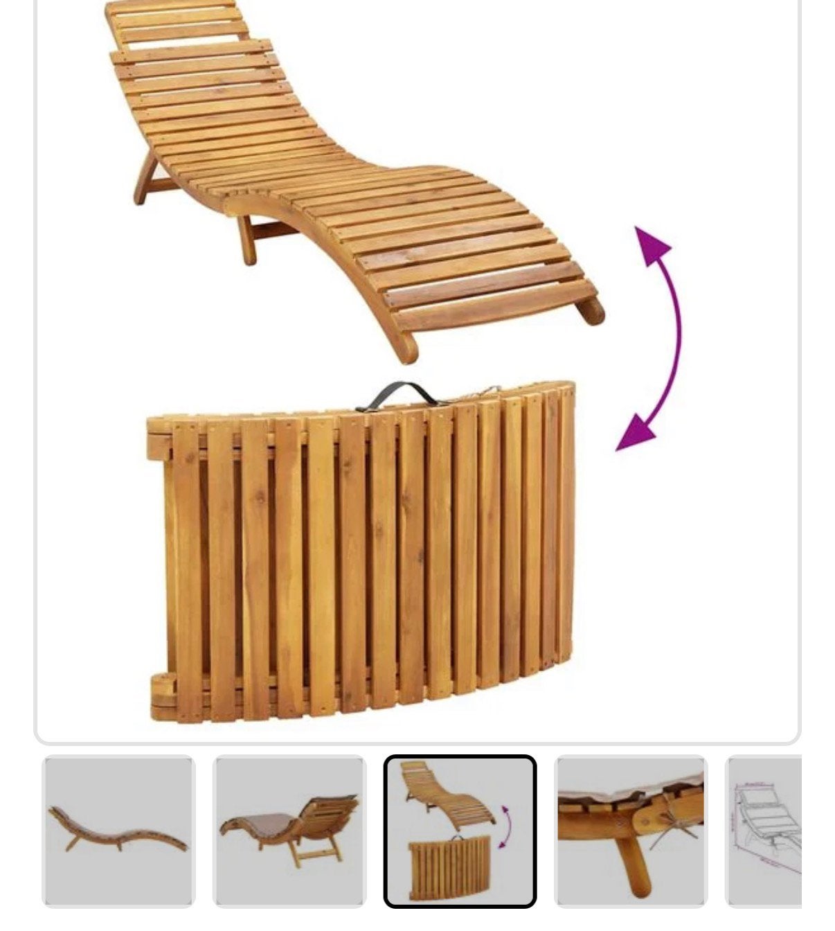 Nieuw houten ligbed met kussen - VidaXL, Tuin en Terras, Ophalen, Nieuw, Hout