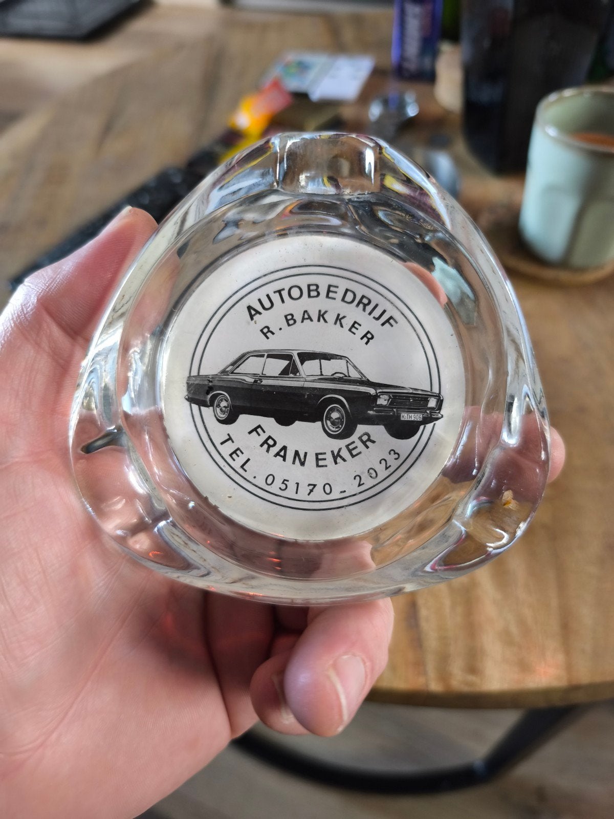 Oude reclame asbak autobedrijf R. Bakker Franeker oldtimer, Verzamelen, Ophalen of Verzenden, Gebruikt