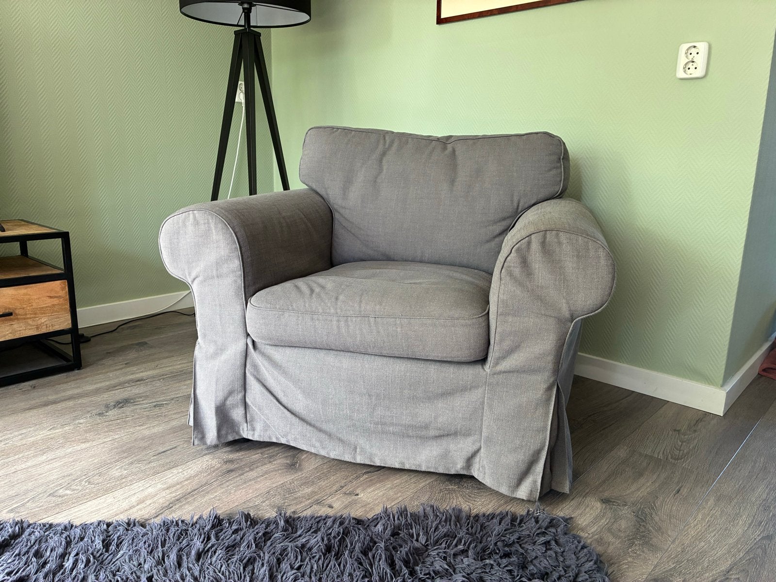 Comfortabele IKEA Ektorp Fauteuil - Grijs, Huis en Inrichting, Ophalen, Gebruikt, Stof, 75 tot 100 cm