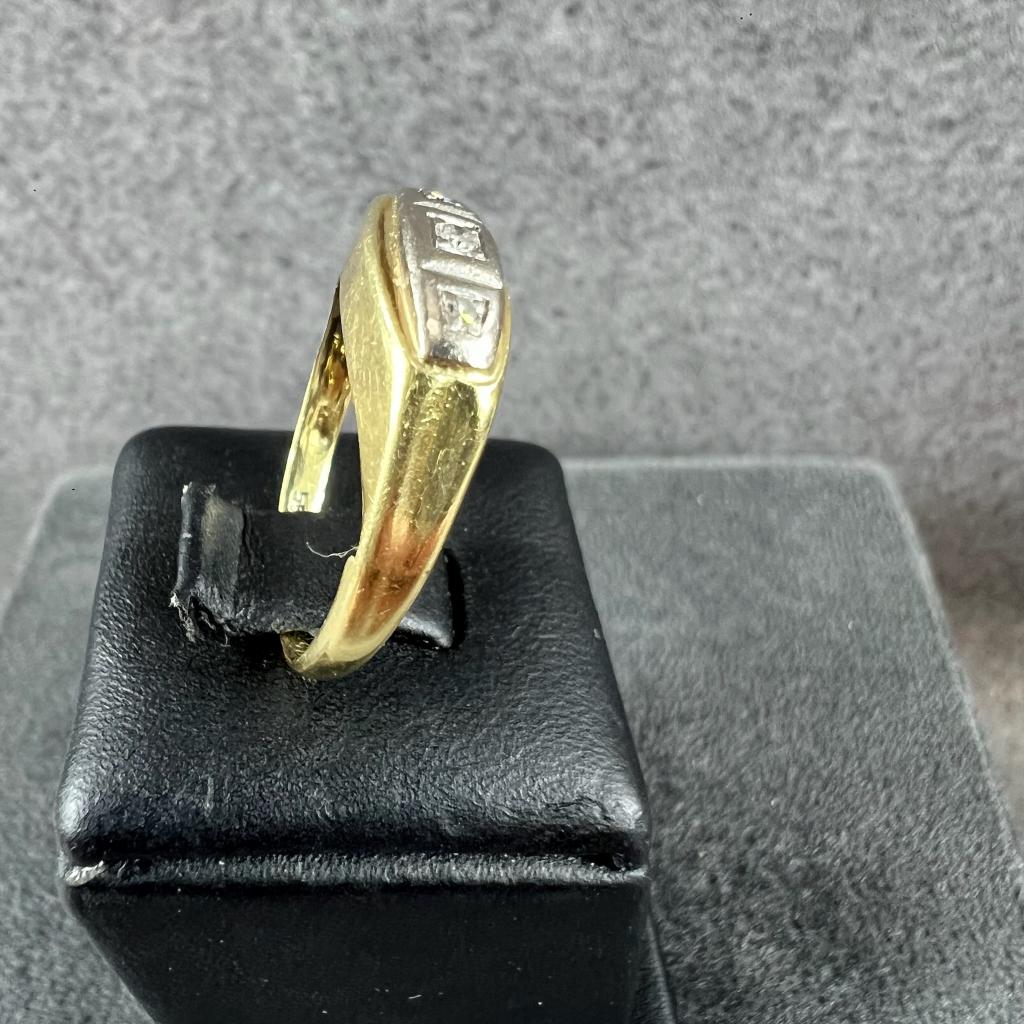 Gouden Ring | 14k* | 2,78g | bicolor 3xbiljant |m17 | 404766, Sieraden, Tassen en Uiterlijk, Ringen, Gebruikt, Ophalen of Verzenden