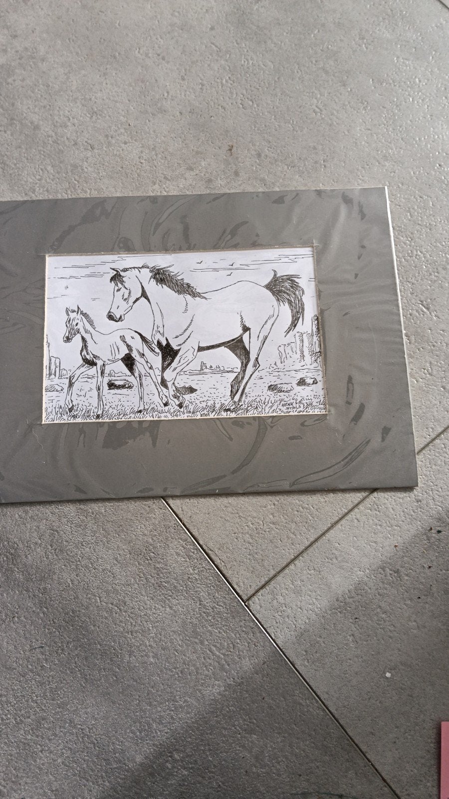 pentekening Stals, Antiek en Kunst, Kunst | Etsen en Gravures, Ophalen