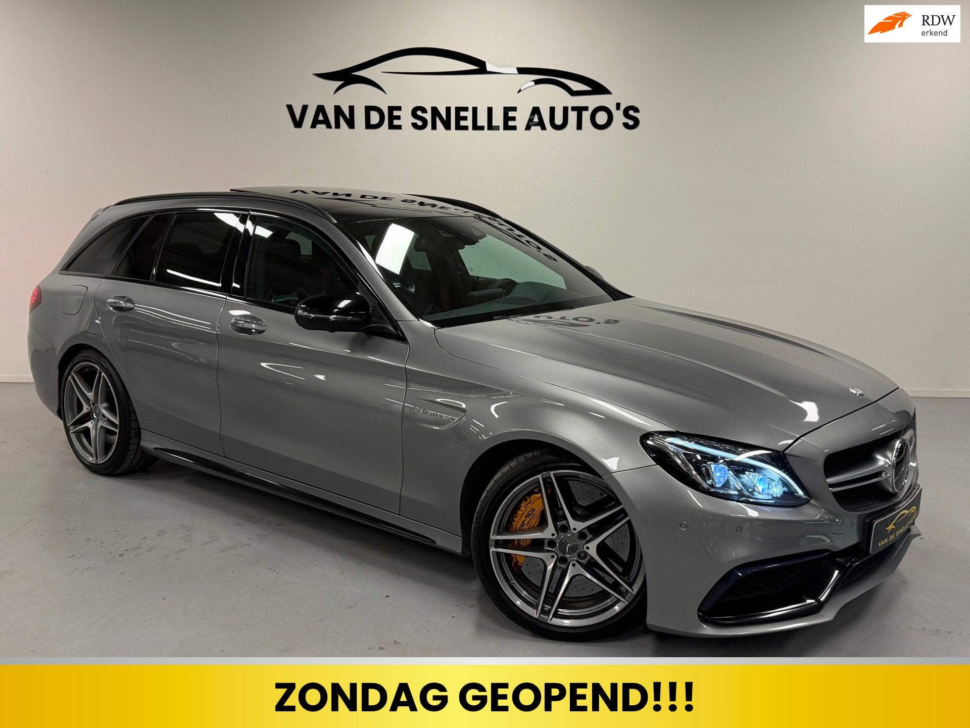 Mercedes-Benz C63 S Estate AMG KERAMISCH/SCHAALSTOELEN/PANO/, Automaat, Achterwielaandrijving, Gebruikt, Leder en Stof