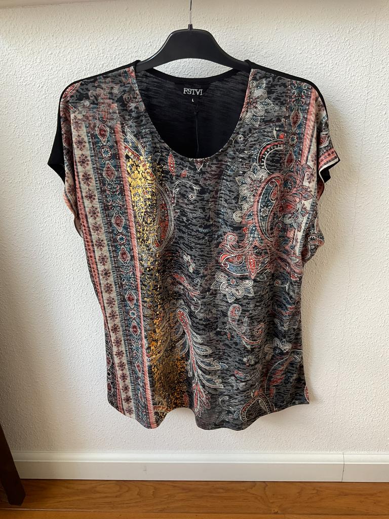 Kleurrijke top MS mode, maat L, maat 44/46, nieuw, Ophalen of Verzenden, Nieuw, Overige kleuren, Korte mouw