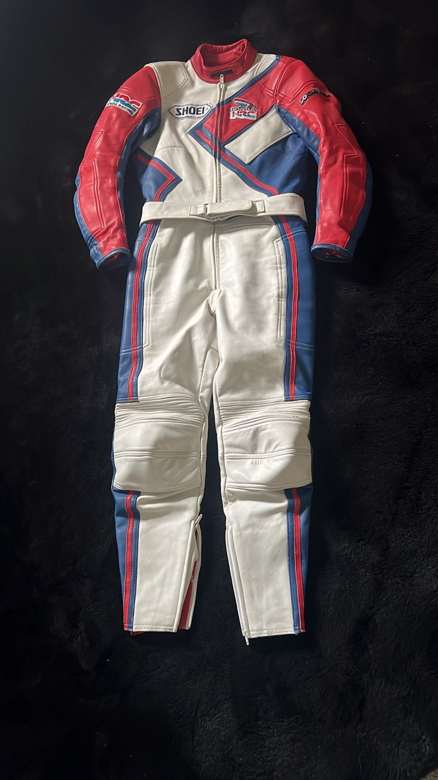 Honda HRC Shoei Motorpak Leer Rood Blauw Wit Maat 176, Motoren, Ophalen, Tweedehands, Heren, Combipak