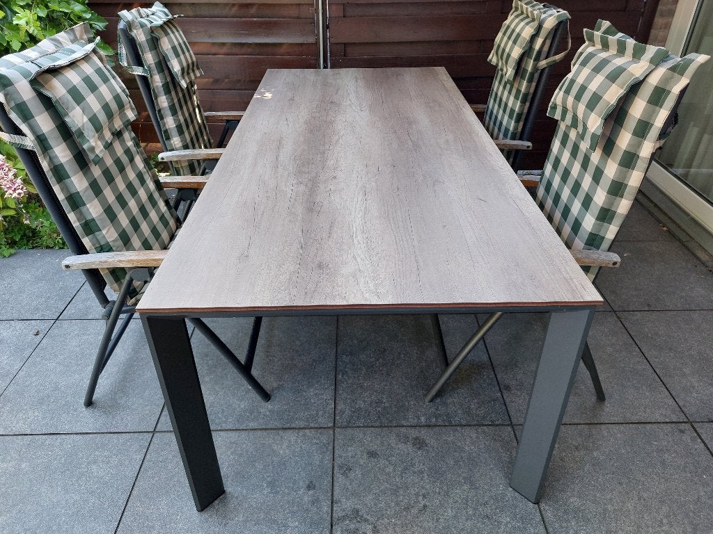 Tuintafel + stoelen (verstelbaar), Ophalen, Gebruikt, Rechthoekig, Kunststof