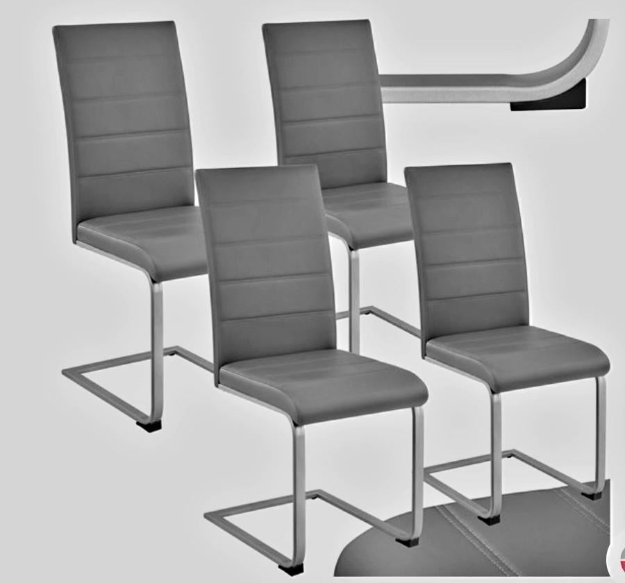 Set van 4 grijze eetkamerstoelen Bettina, Ophalen, Kunststof, Zo goed als nieuw, Vier