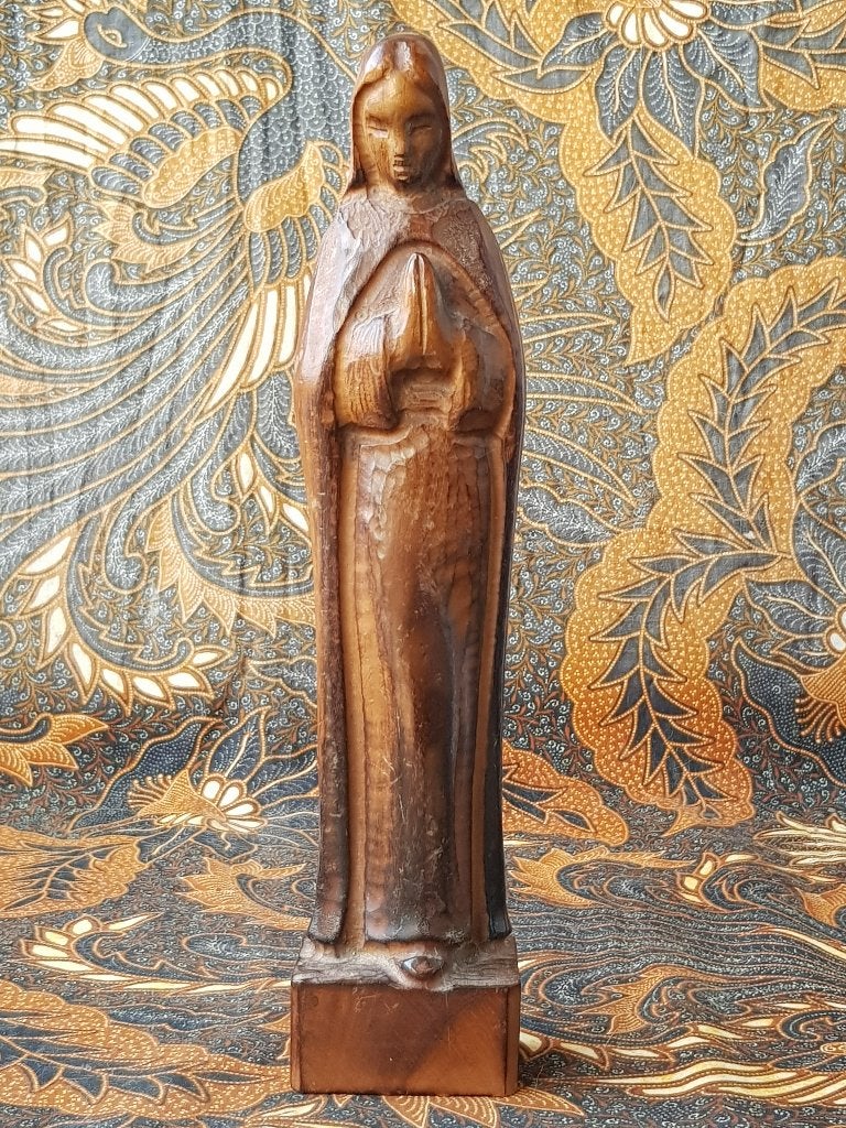 Mooi antiek Madonna of Maria beeldje uit Frankrijk 30 cm., Ophalen of Verzenden