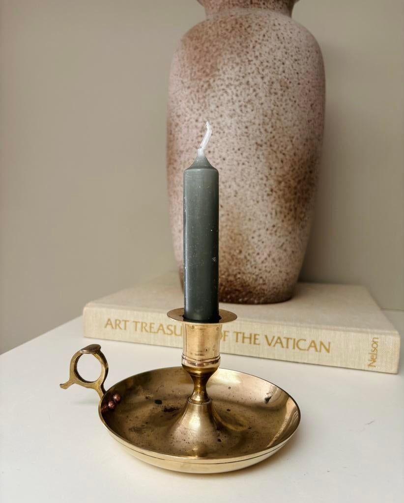 Vintage messing kandelaar blaker antiek goudkleurig, Ophalen of Verzenden, Koper of Brons