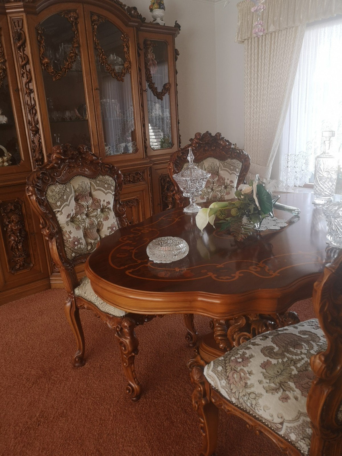 barok tafel met 4 stoelen met engelen erop, Ophalen, Gebruikt, Vier