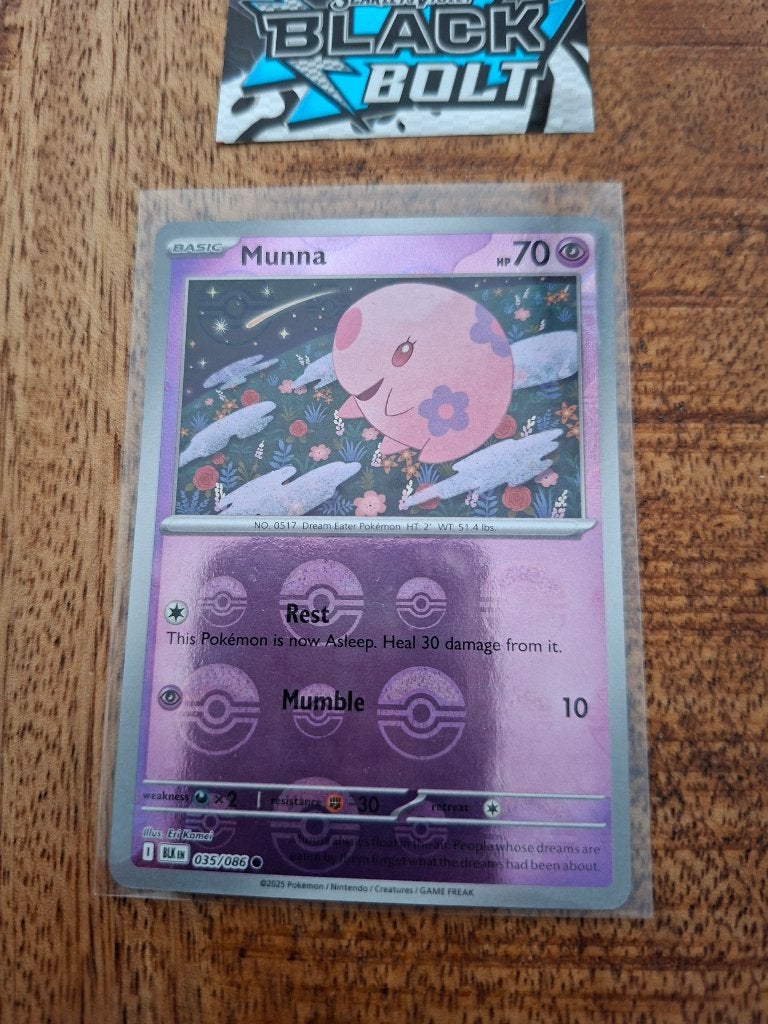 Pokemon Munna (pokeball) (035/086) – Black Bolt, Ophalen of Verzenden, Nieuw, Losse kaart, Foil