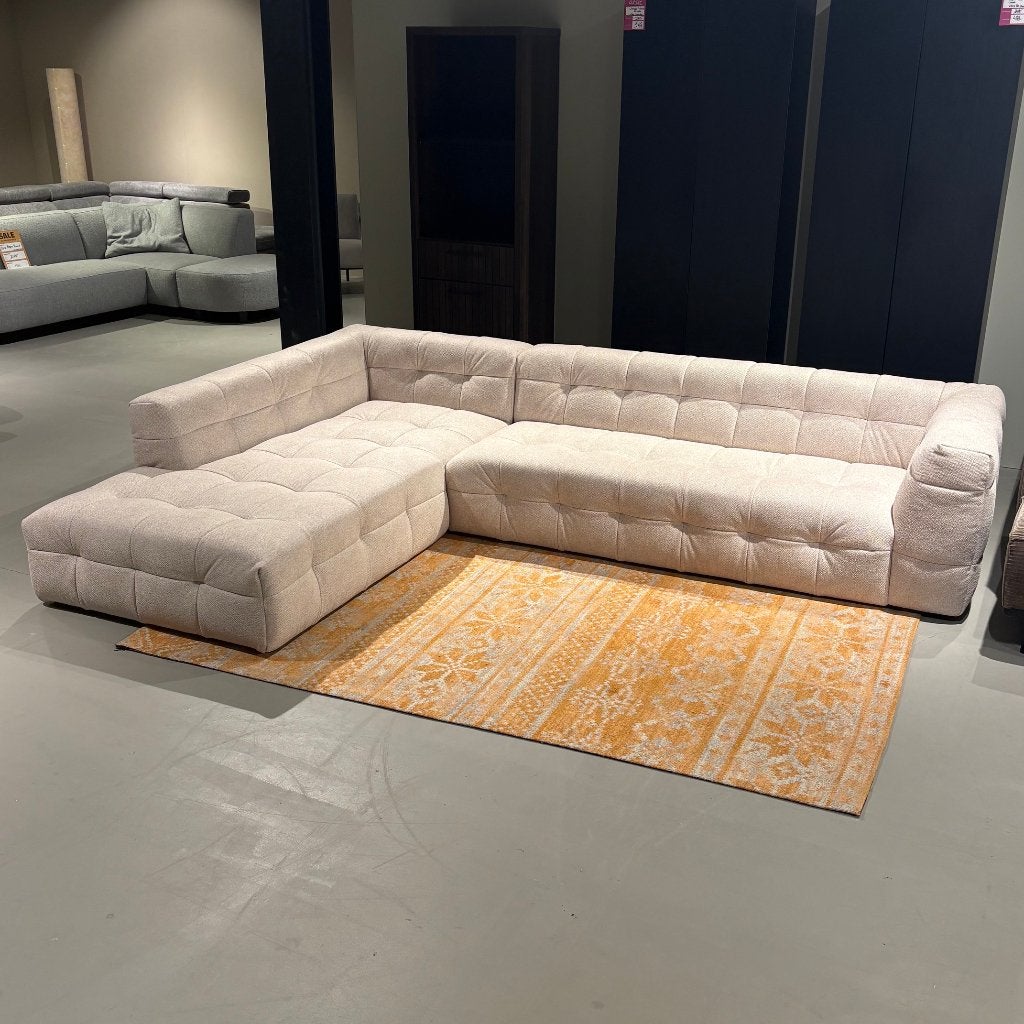 Hoekbank beige vakken japandi stijl 310x220cm, Ophalen, Japandi, Hoekbank, 300 cm of meer