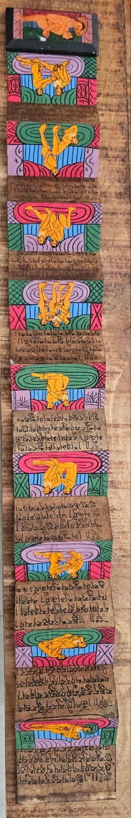 Antieke Tibetaanse gebedsrol met Kama Sutra illustraties, Tibet, Overige typen, Ophalen of Verzenden, Papier/karton