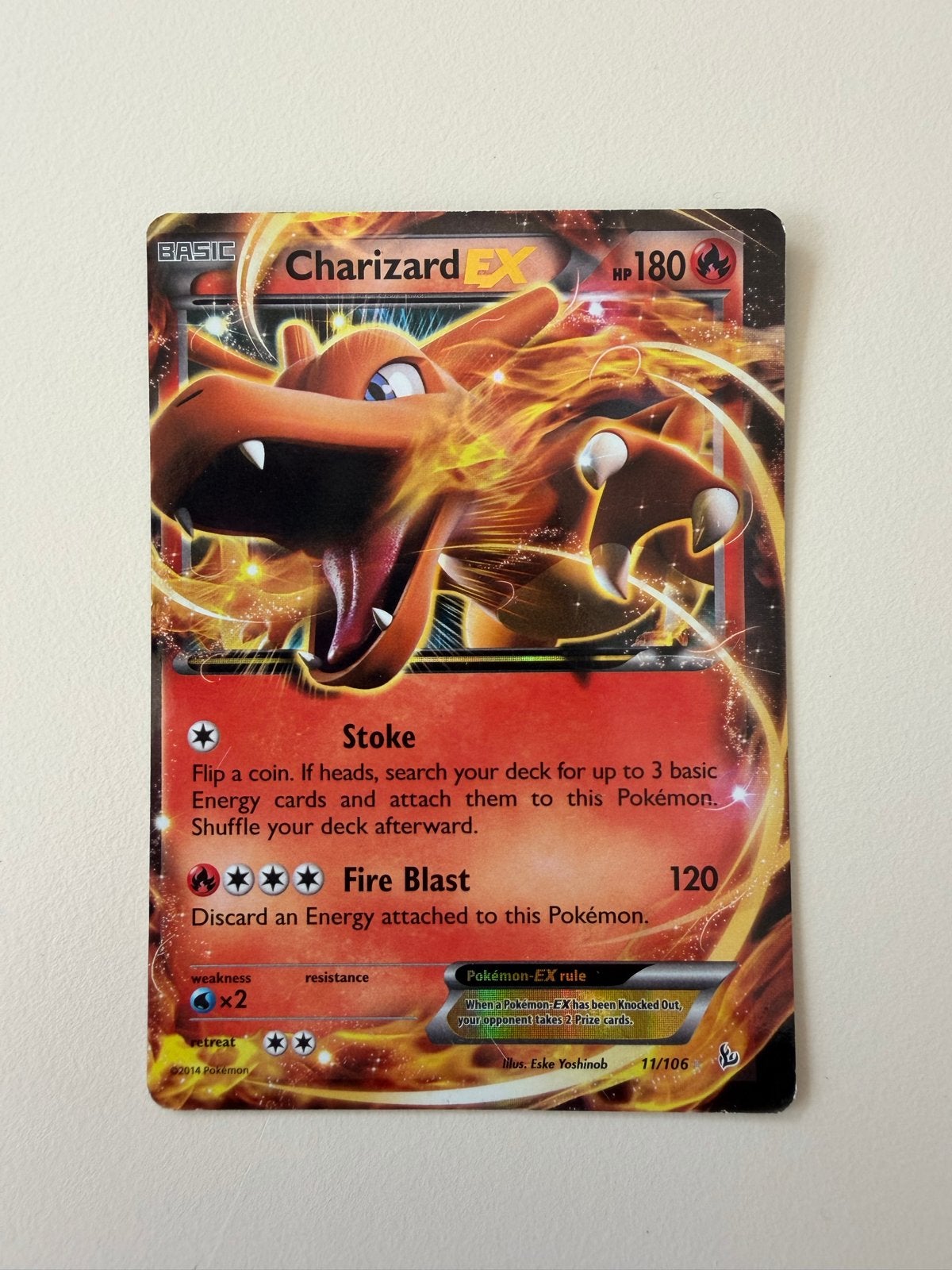 Pokémon Kaart Charizard EX 11/106 Flashfire, Ophalen, Gebruikt, Losse kaart