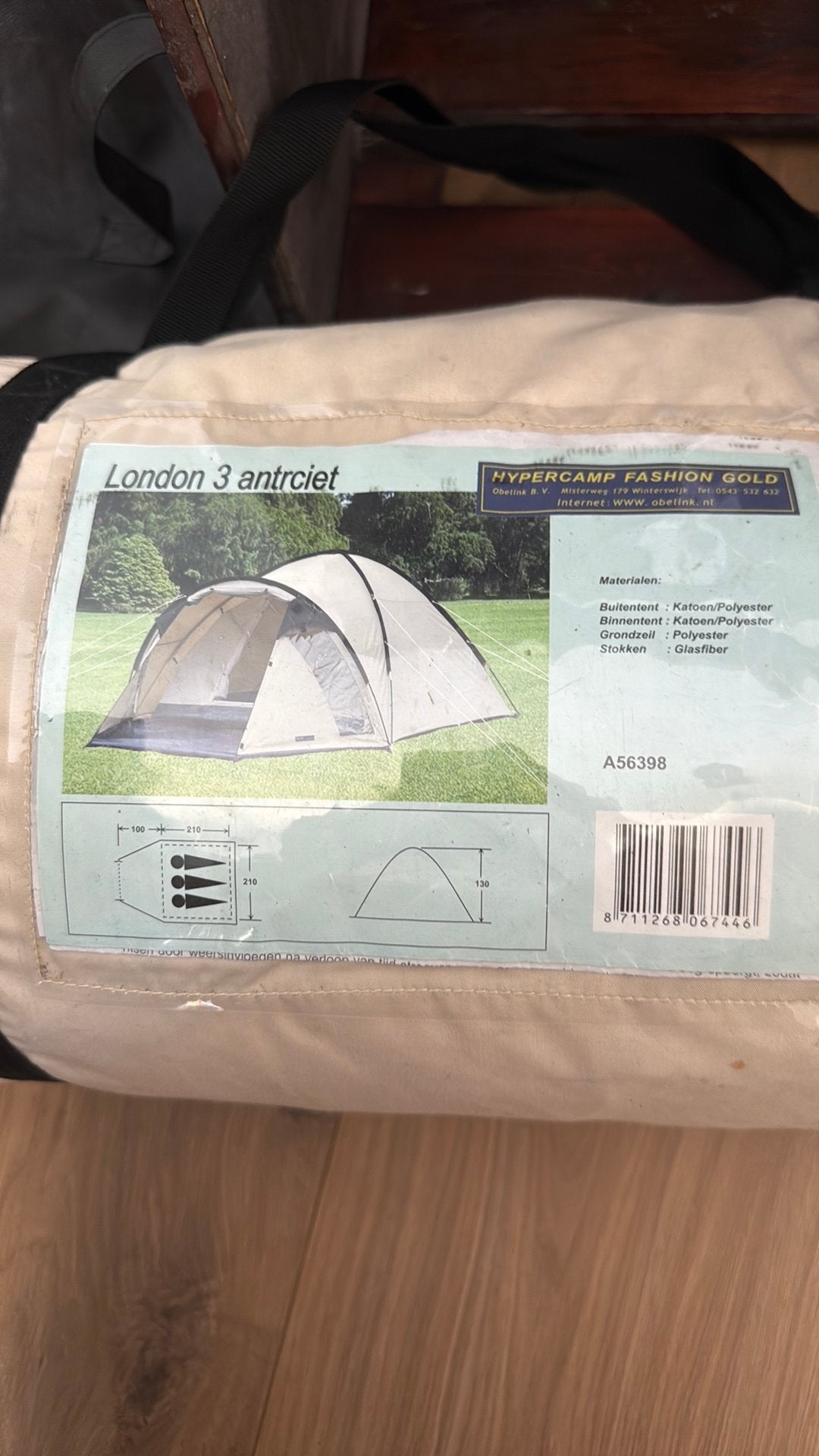 Hypercamp fashion gold London 3 pers tent, Ophalen, Gebruikt, Tot en met 3