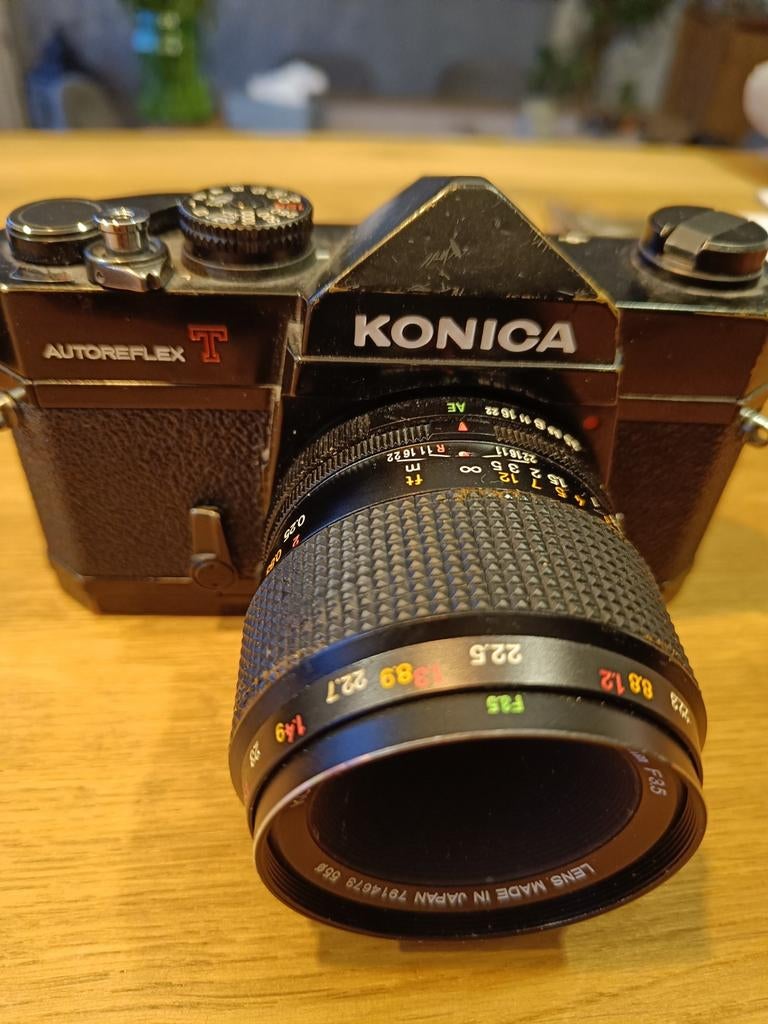 Konica Autoreflex T met Macro-Hexanon AR 55mm F3.5 lens, Ophalen of Verzenden, Gebruikt, Spiegelreflex, Konica