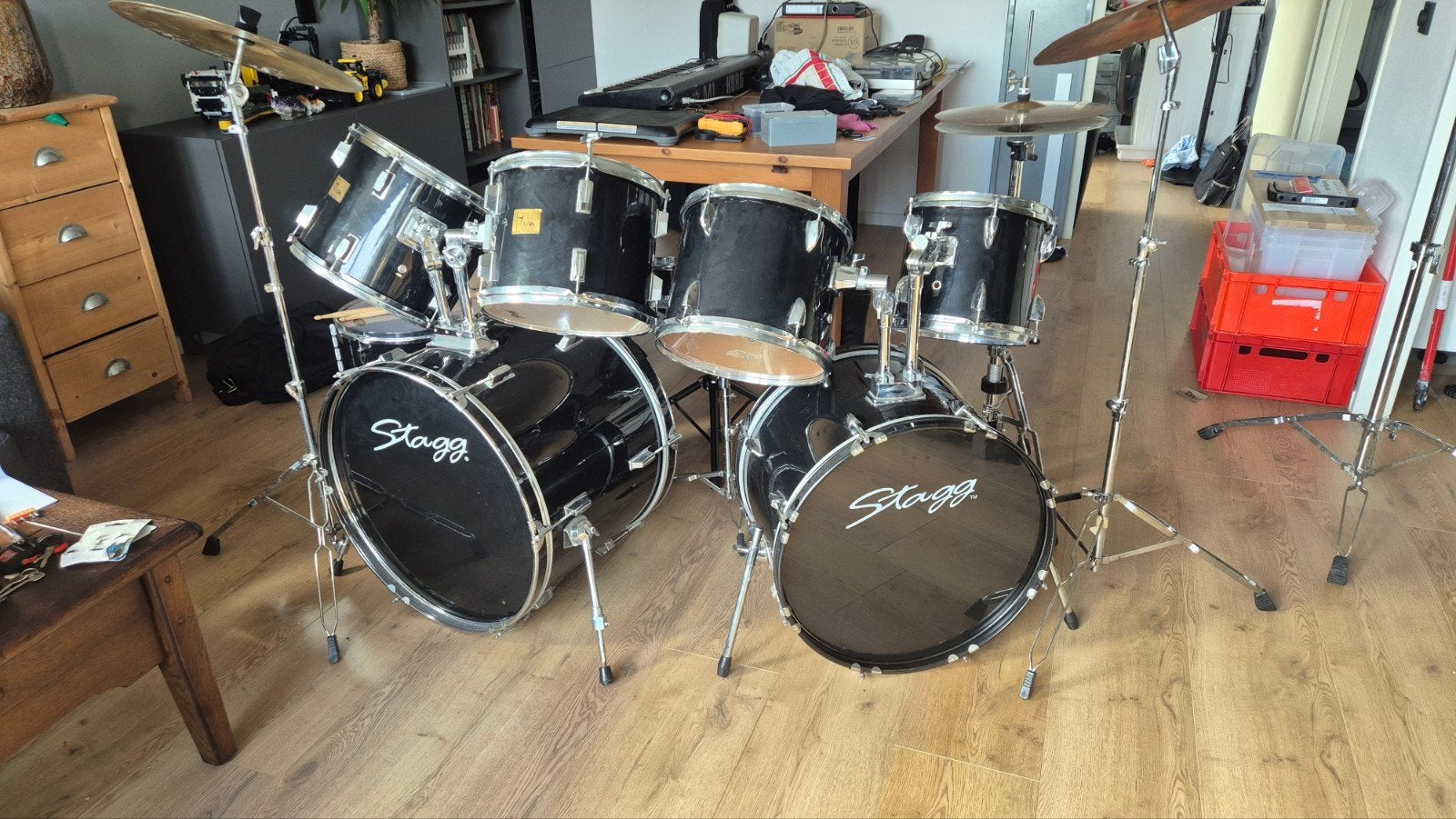 Stagg Drumstel - Compleet met bekkens en hardware, Ophalen, Gebruikt