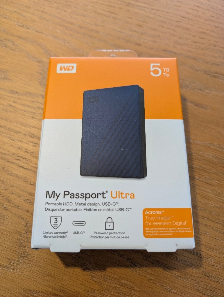 WD My Passport Ultra (2024) 5TB Blauw, HDD, Nieuw, Desktop, Western Digital (WD)