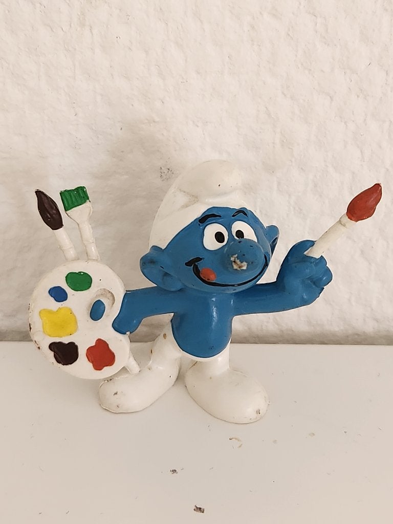 Peyo - Schildersmurf - smurf, Ophalen of Verzenden, Gebruikt, Overige Smurfen, Poppetje, Figuurtje of Knuffel