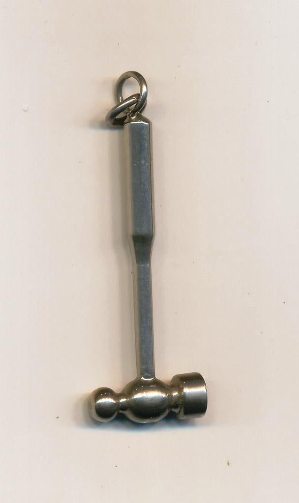 Zilverkleurige Bedel / Hanger Miniatuur Bolkophamer, Verzenden, Gebruikt, Zilver, Overige materialen
