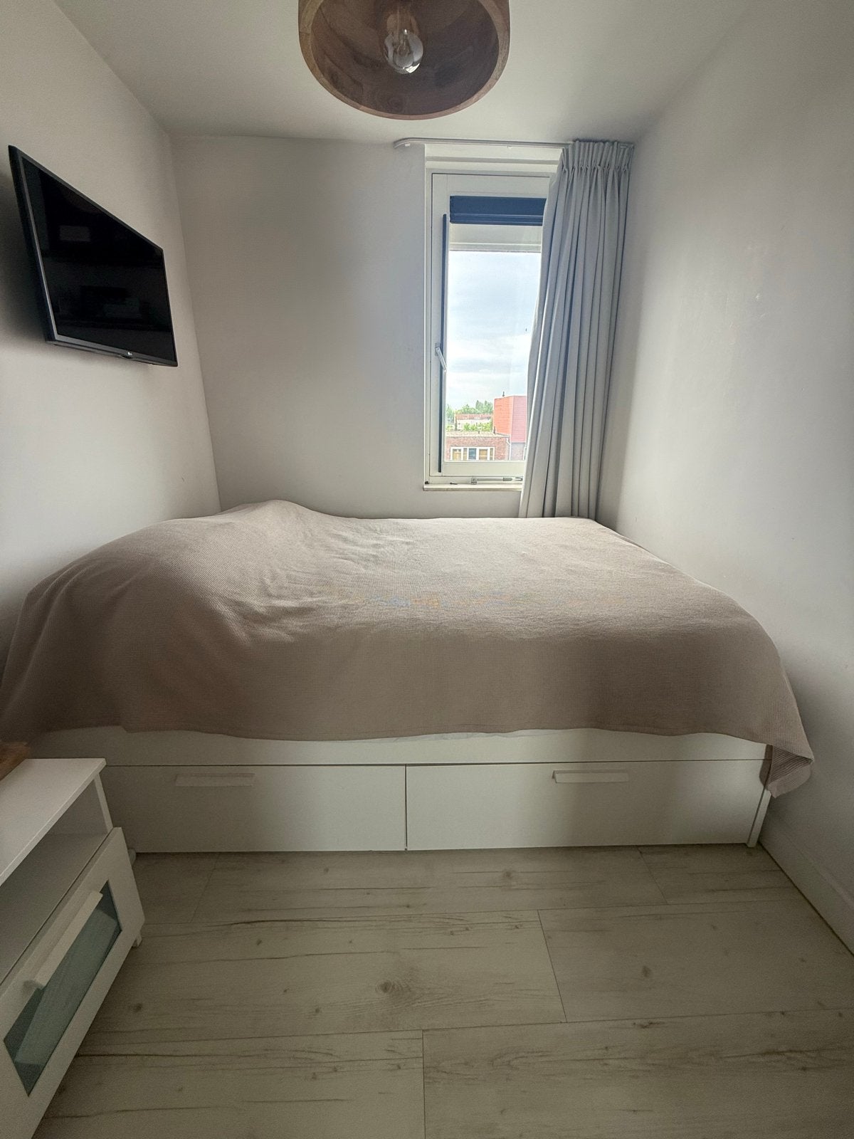 IKEA Brimnes bedframe met lades, wit, 140x200 cm, Ophalen, Gebruikt, Wit, Tweepersoons