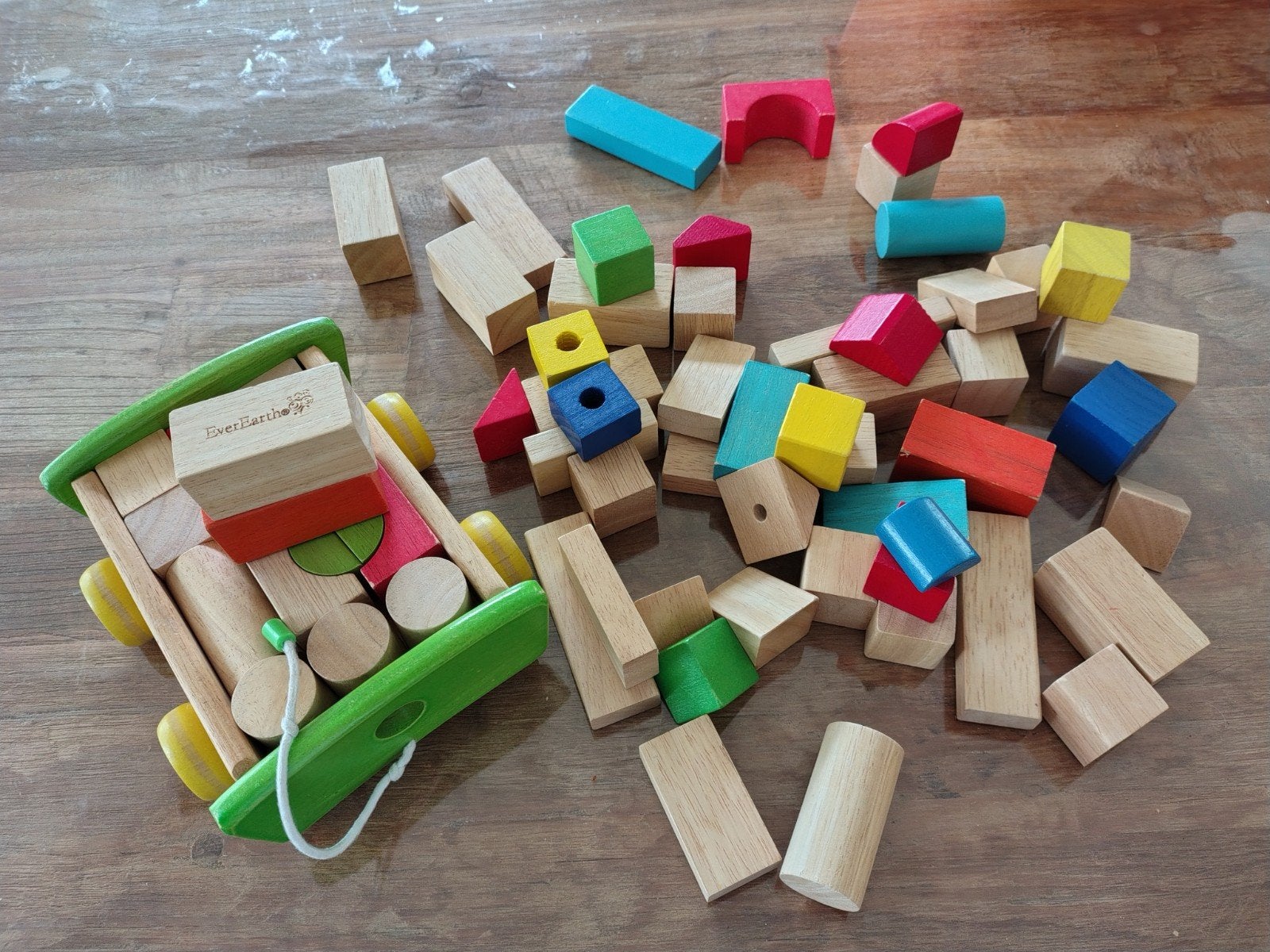 EverEarth houten bouwstenen, Kinderen en Baby's, Speelgoed | Houten speelgoed, Ophalen of Verzenden, Zo goed als nieuw, Overige typen