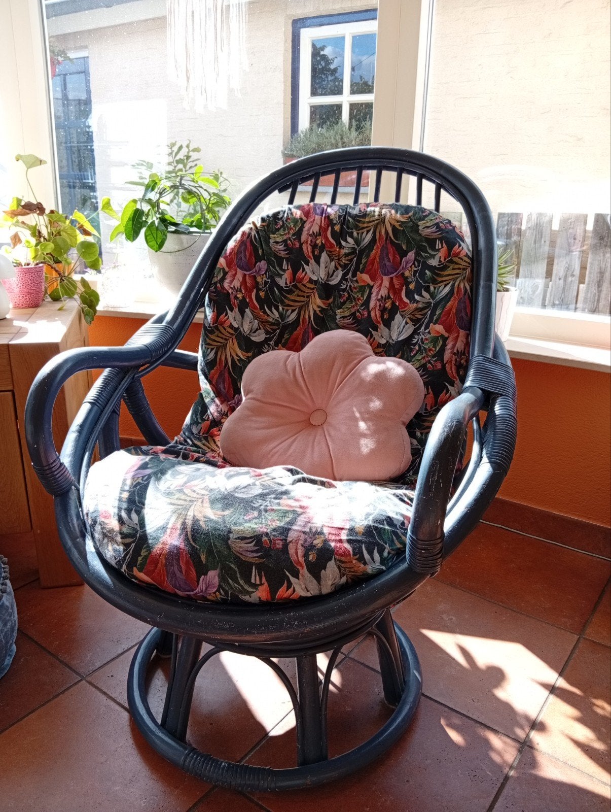 rotan draai stoel, Ophalen, Gebruikt, Vintage, 50 tot 75 cm