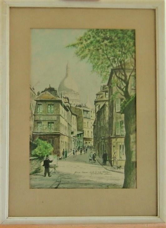 Gravure van de Franse schilder Maurice Barle 1903 / 1961, Stadsgezicht, Ophalen of Verzenden, Gravure, 1900 - 1949