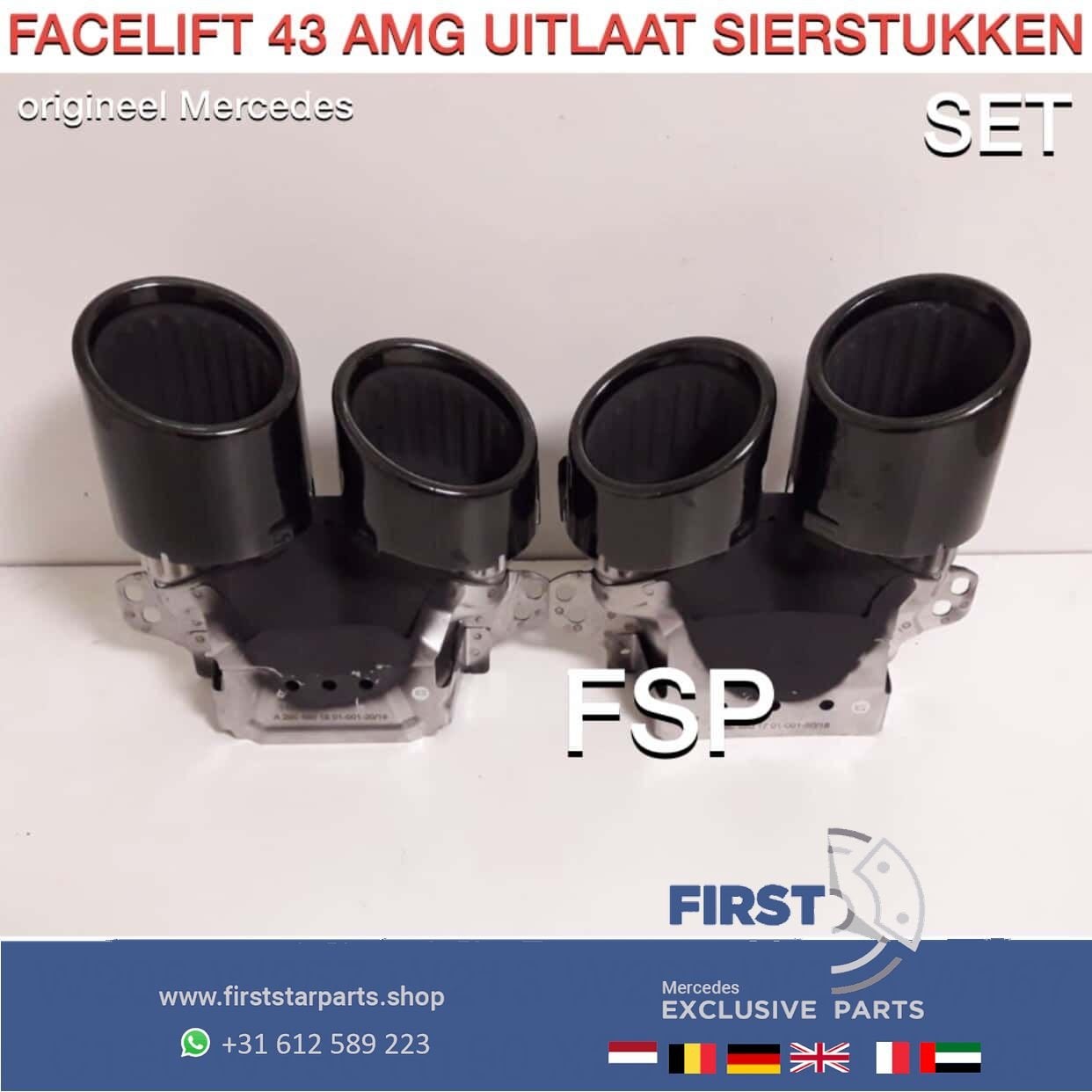 2020 FACELIFT 43 53 AMG UITLAATSIERSTUKKEN SET ZWART ORIGINE