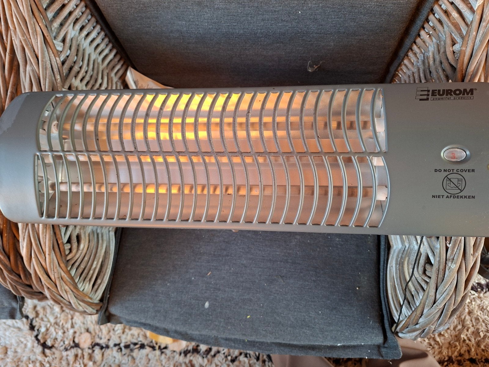Eurom Terrasverwarmer 1500W - 3 standen, wandmontage, Tuin en Terras, Ophalen of Verzenden, Gebruikt, Elektrisch, Wand