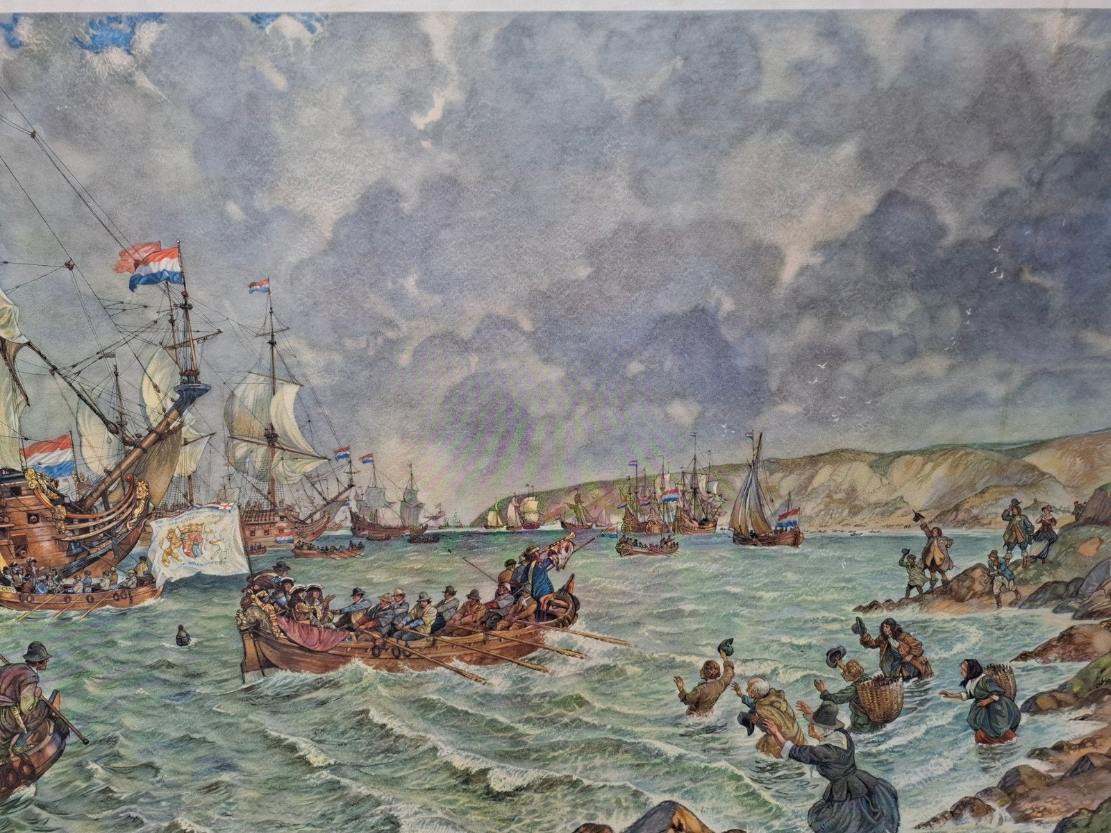 Historische Schoolplaat:Landing Prins Willem III Brixham 168, Ophalen