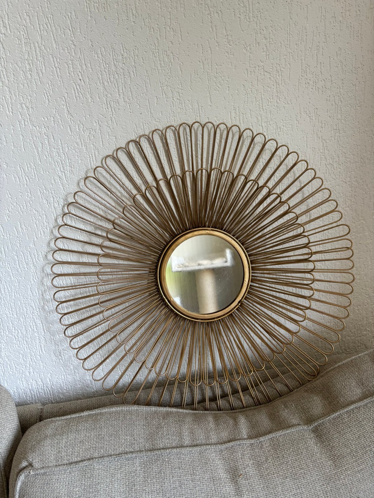 Gouden Zonnespiegel - Decoratieve Wandspiegel, Ophalen, Rond, Zo goed als nieuw, Minder dan 100 cm