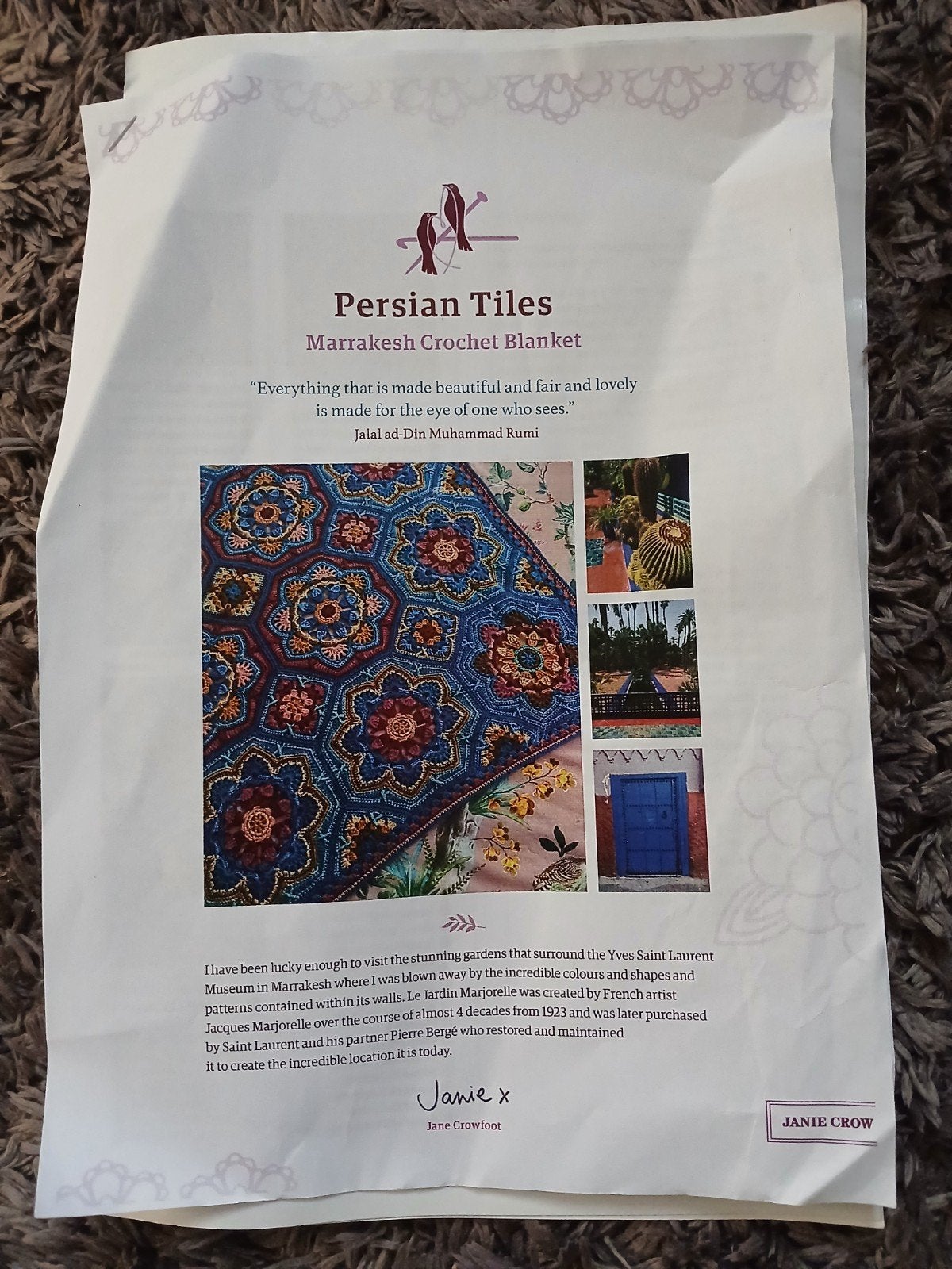 Haakpakket Persian Tiles gehaakte deken, Janie Crow, Ophalen of Verzenden, Zo goed als nieuw, Haken, Overige typen